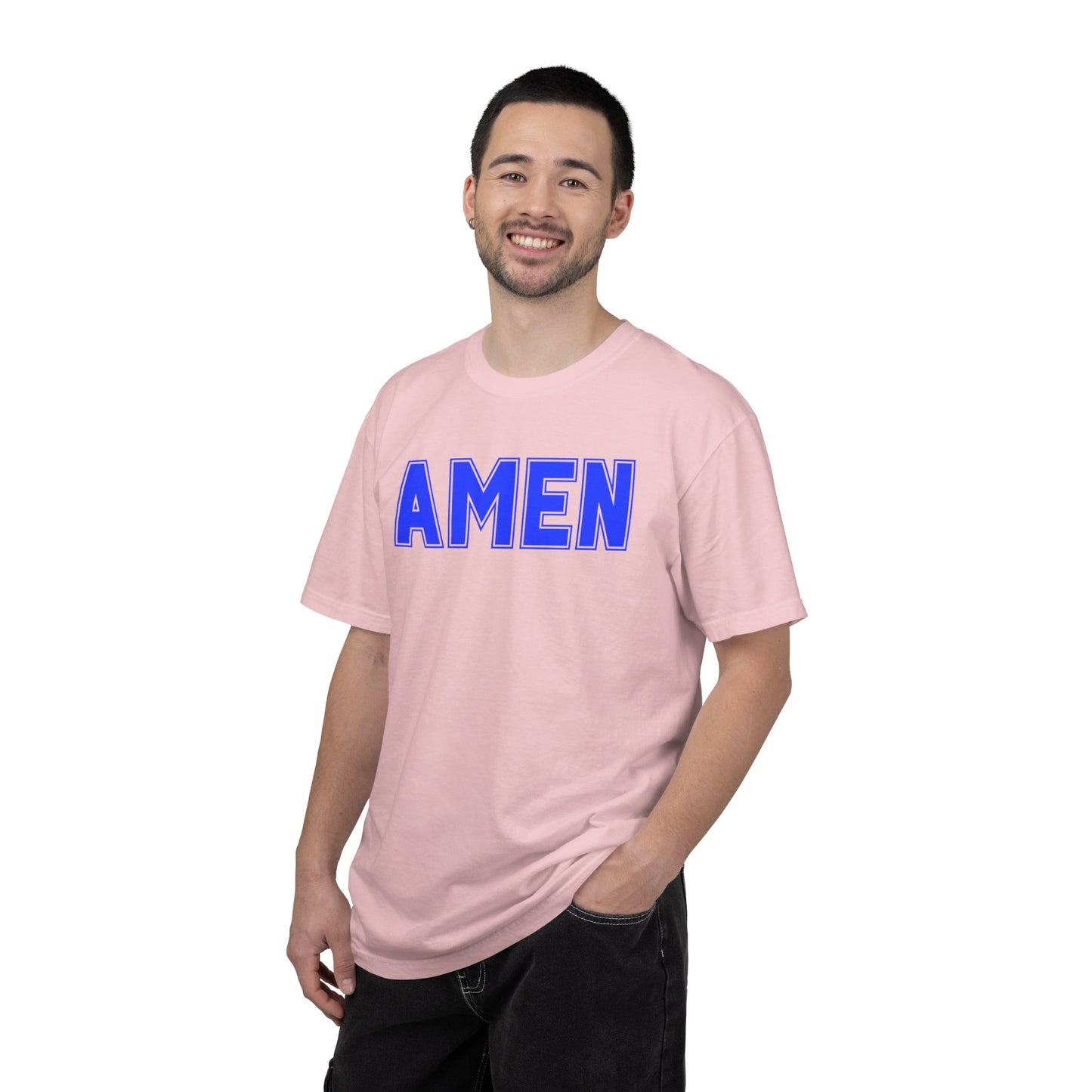 AMEN T-Shirt — Bold Blue Religious Graphic Tee
