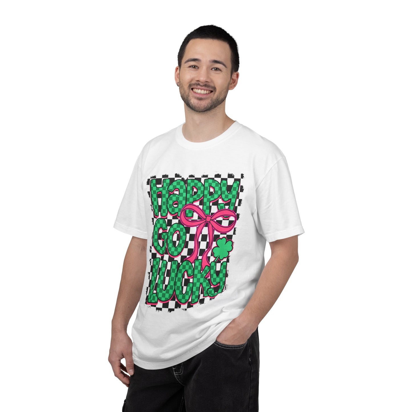 Happy Go Lucky T-Shirt – Retro Checkerboard St. Patrick’s Day Tee