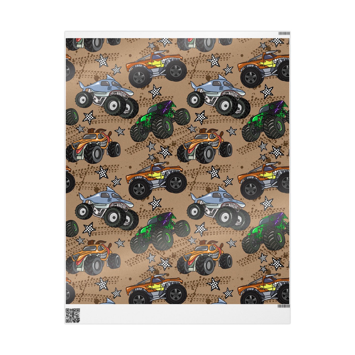 Monster Truck Wrapping Paper – Kids’ Brown Off‑Road Gift Wrap