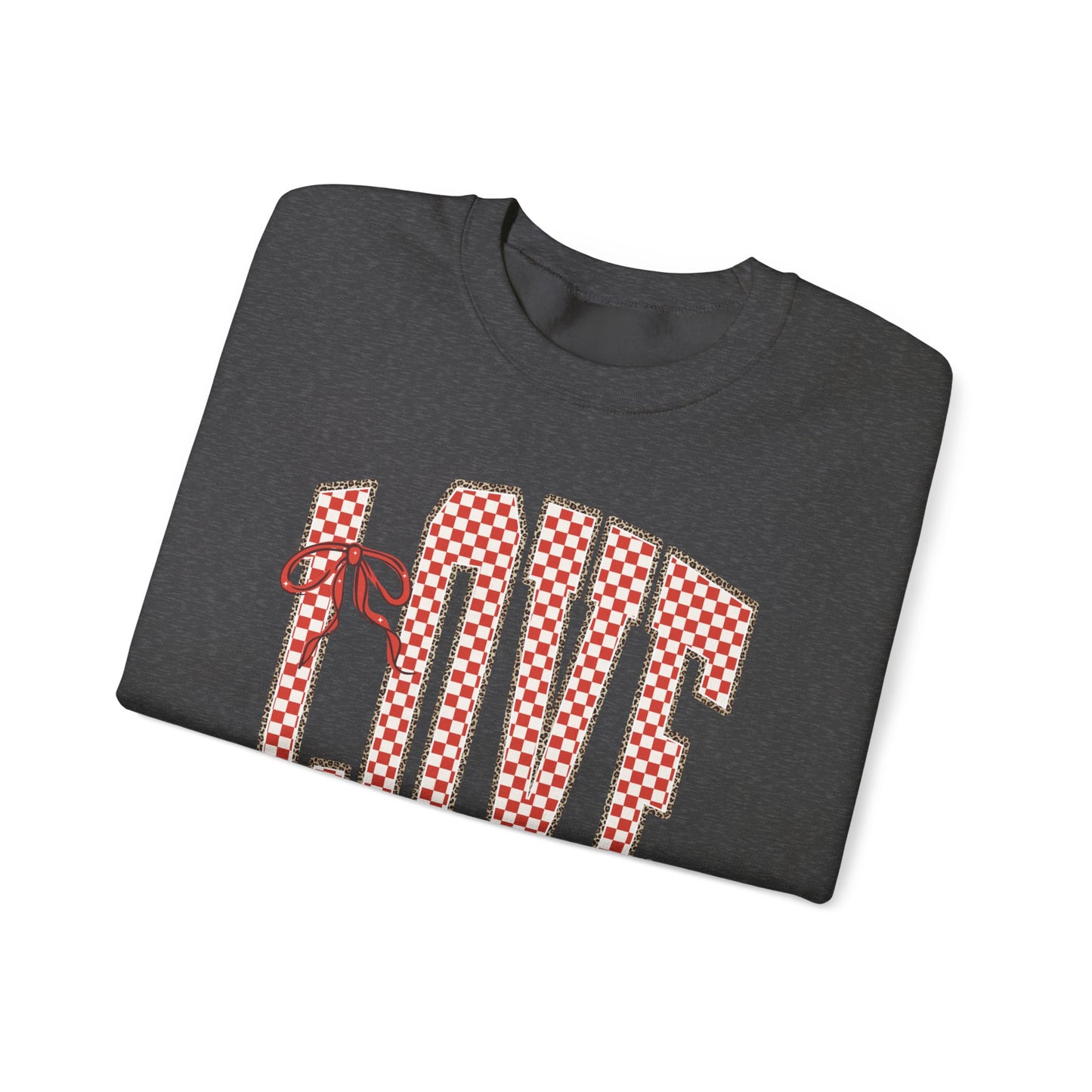 Love Leopard Check Valentines Sweatshirt