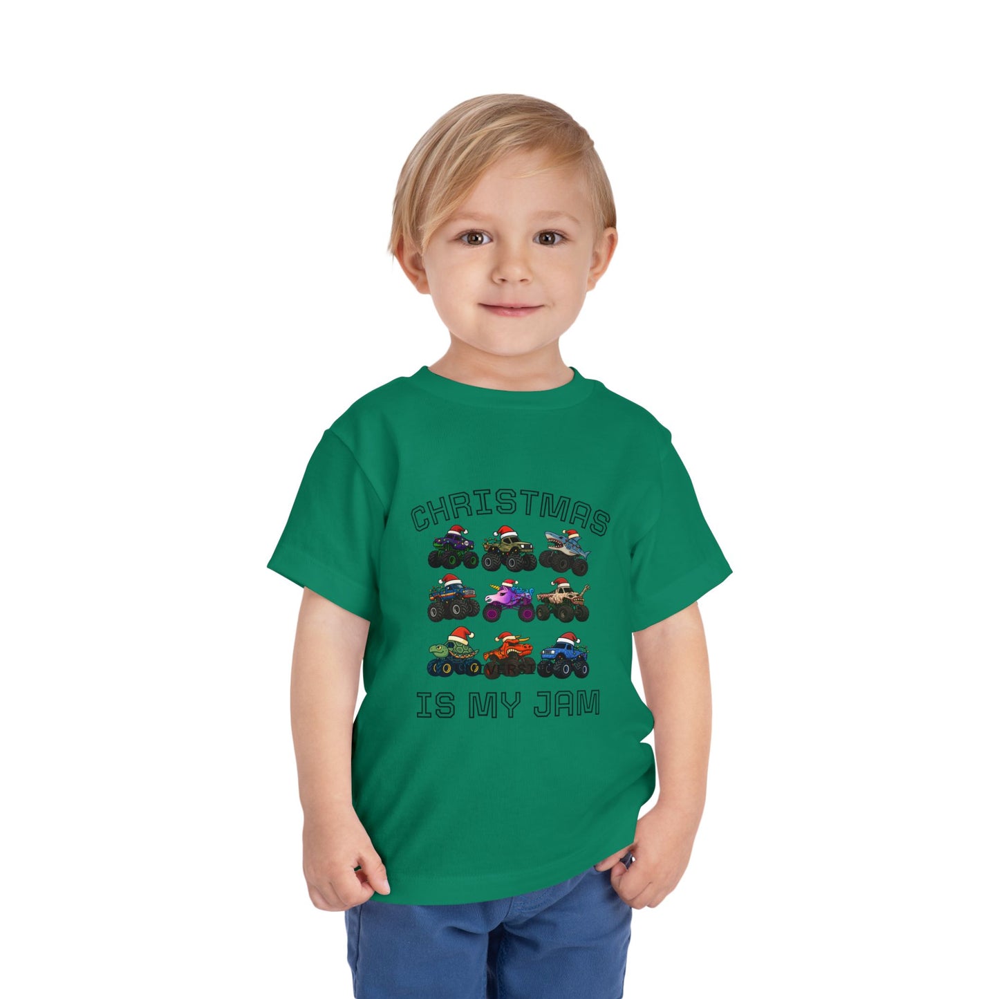 Toddler Tee - "Christmas Is My Jam" Monster Truck Holiday Shirt