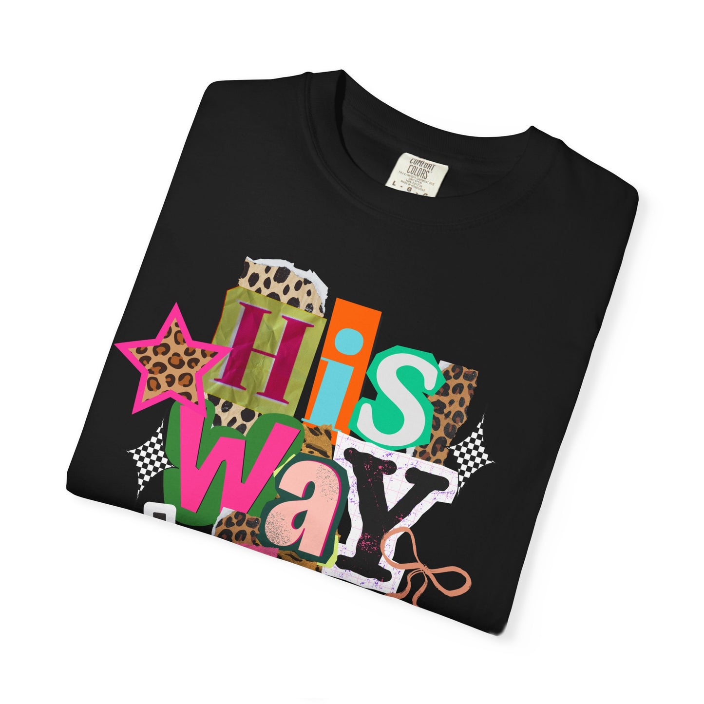 T‑Shirt — "His Way is Better" Colorful Leopard Cross Faith Graphic