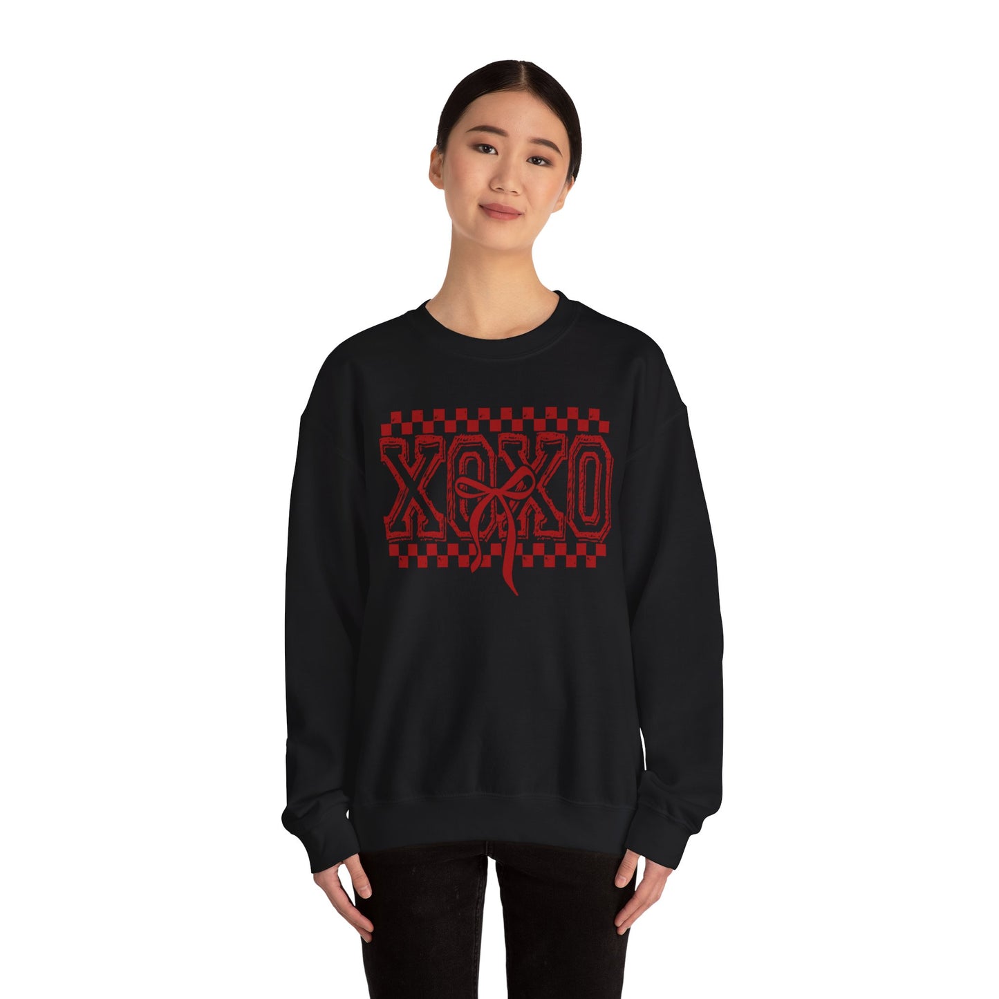 XOXO Check Crewneck Sweatshirt | Valentine Heart Checker Design