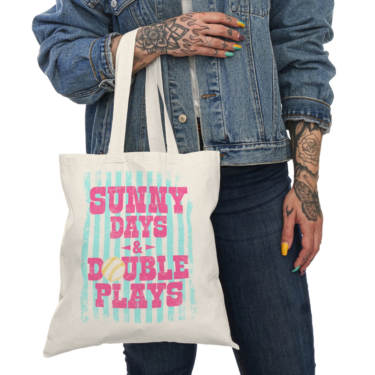 Sunny Days & Double Plays Tote Bag — Vintage Baseball Beach Market Tote