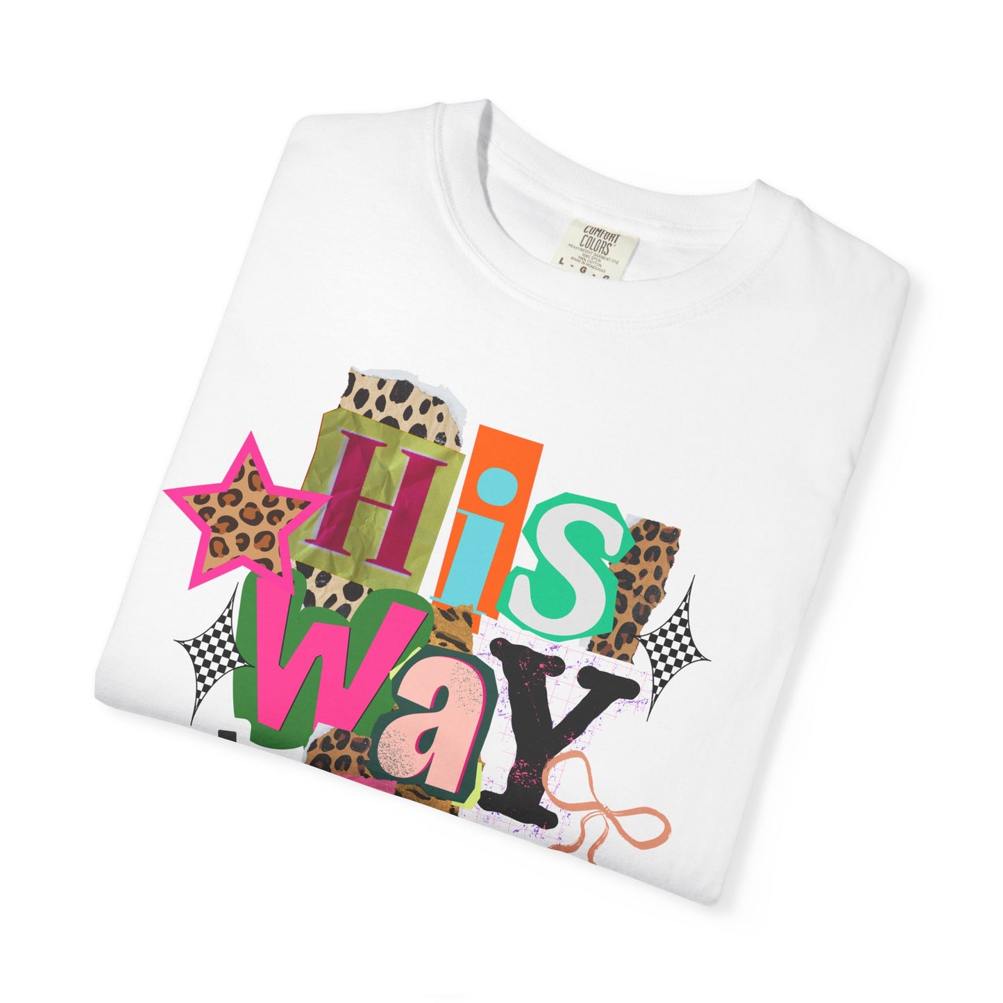 T‑Shirt — "His Way is Better" Colorful Leopard Cross Faith Graphic