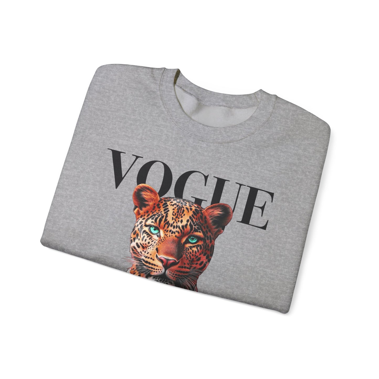 Crewneck Sweatshirt — 'VOGUE' Leopard Portrait Graphic