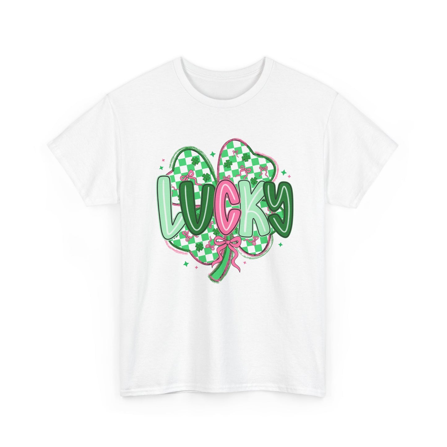 Lucky Clover Heart T-Shirt — Green Checkered St. Patrick’s Day Tee