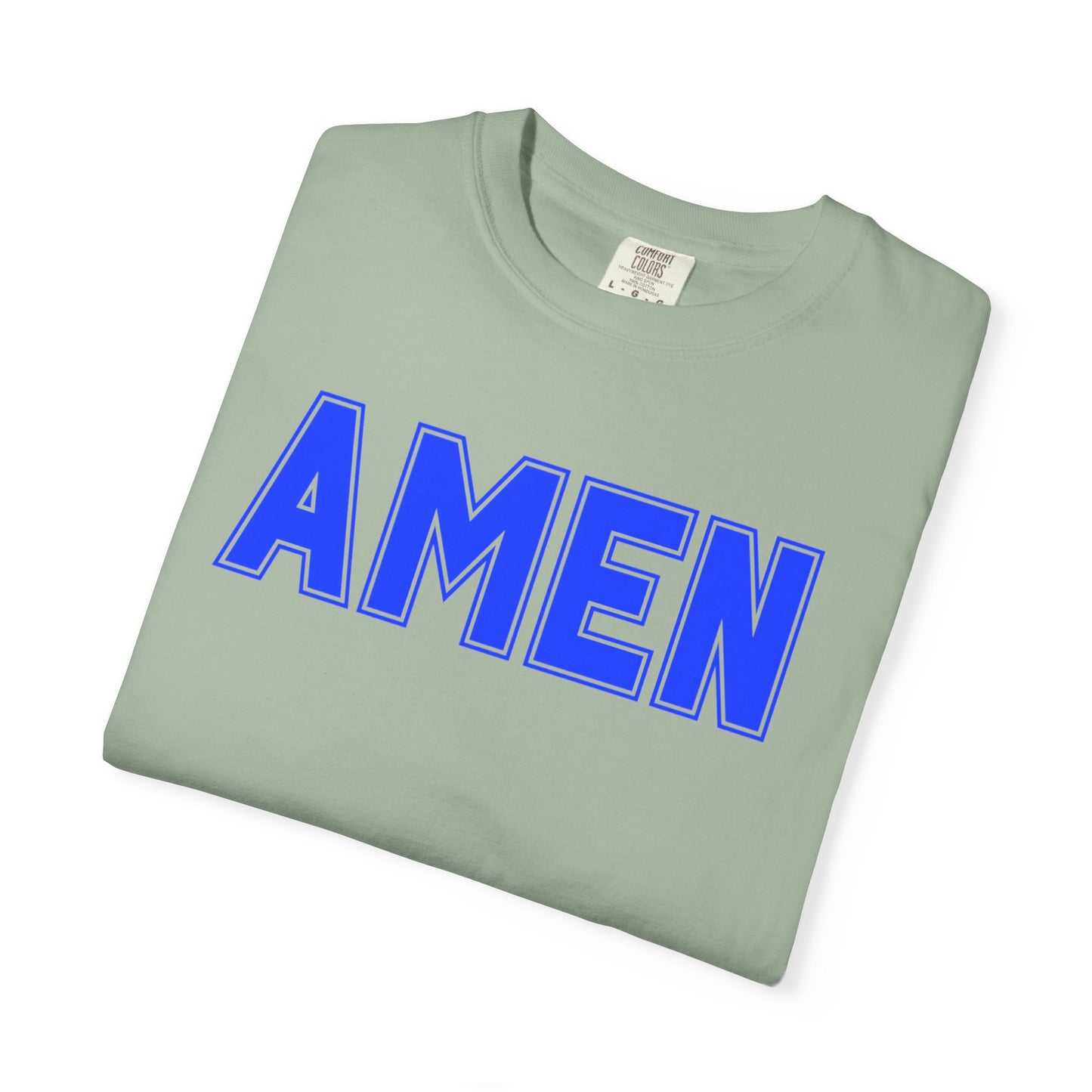 AMEN T-Shirt — Bold Blue Religious Graphic Tee
