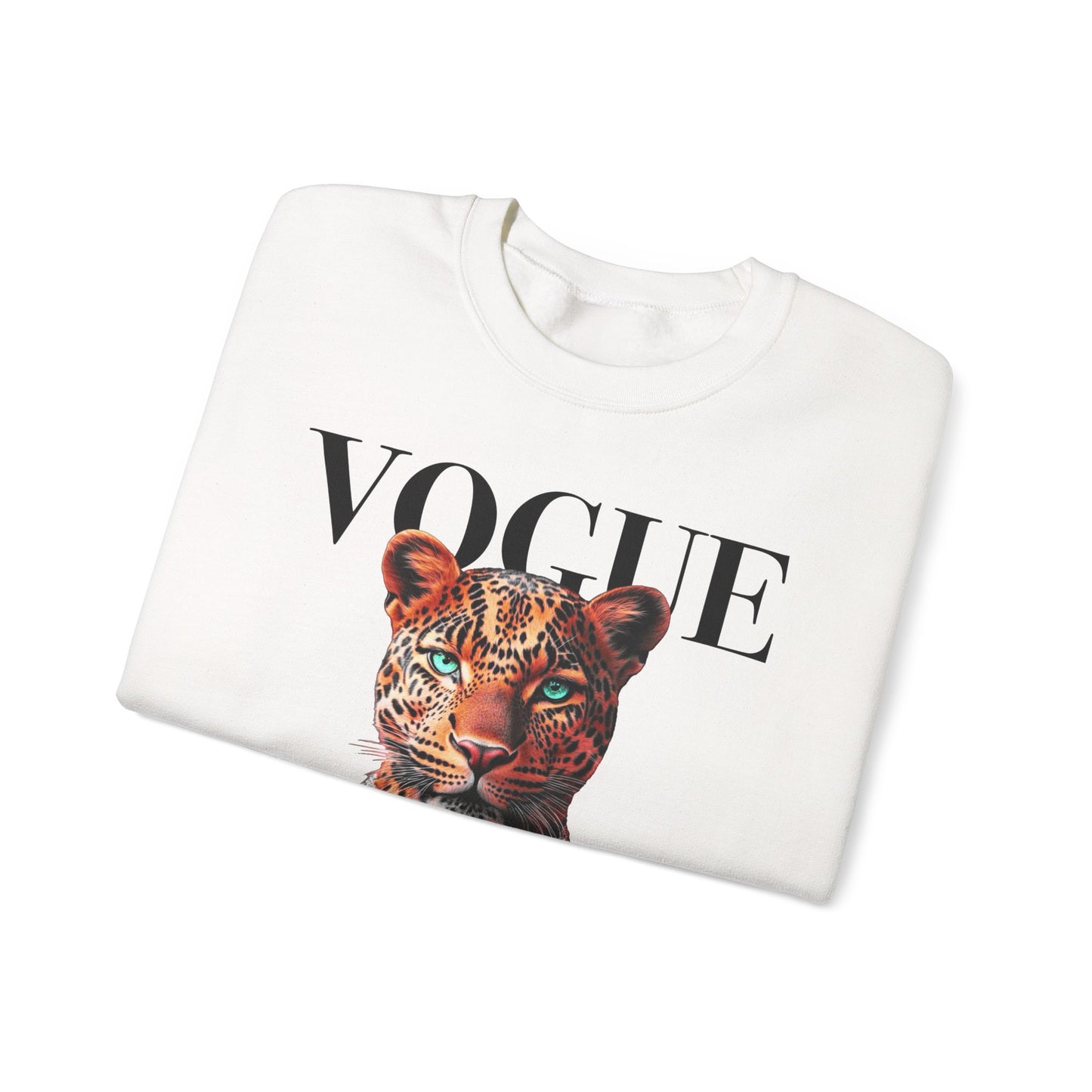 Crewneck Sweatshirt — 'VOGUE' Leopard Portrait Graphic