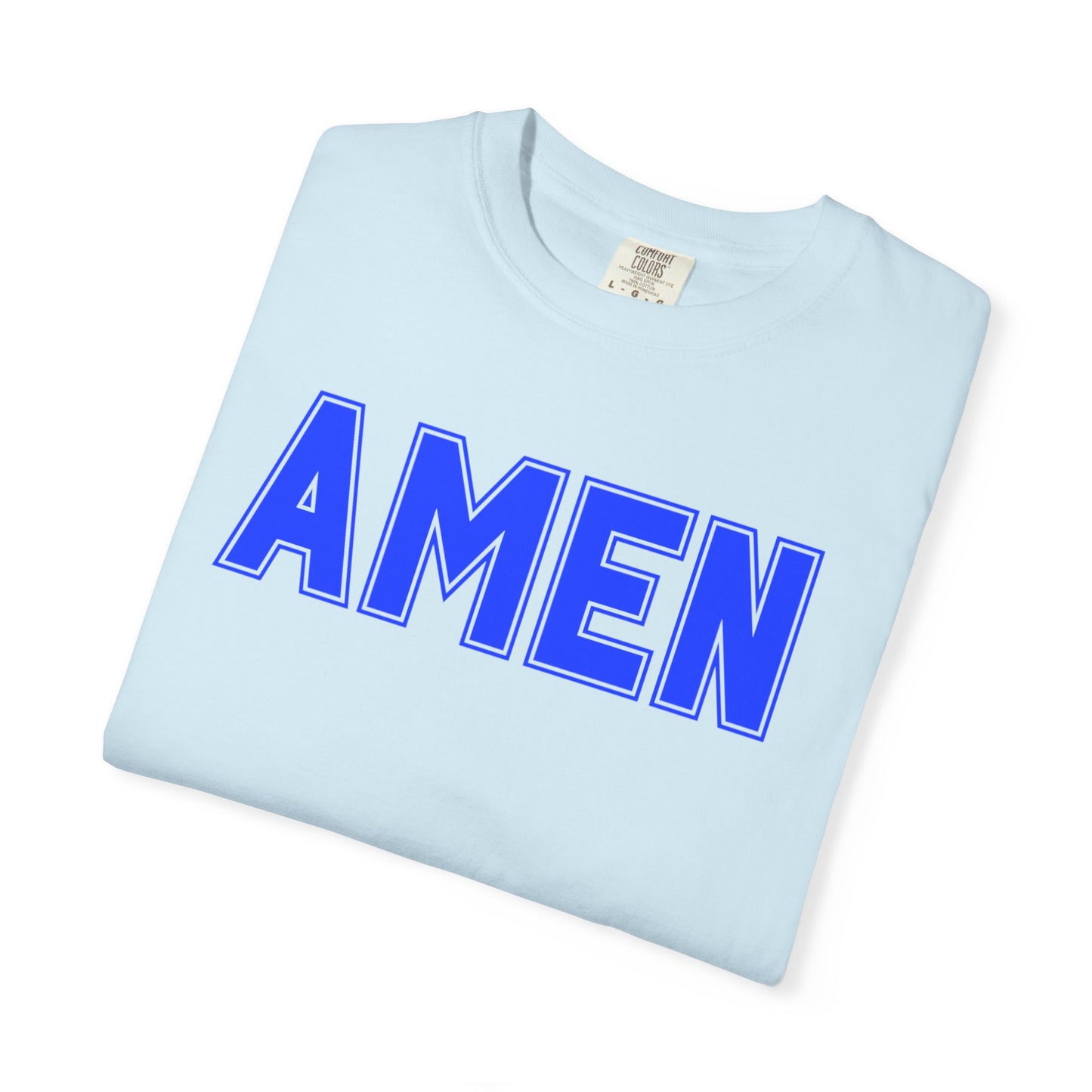 AMEN T-Shirt — Bold Blue Religious Graphic Tee