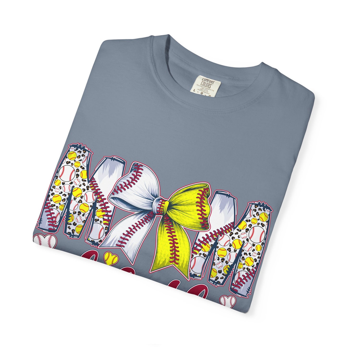 Mom of Both T-Shirt — Softball & Baseball Mom Tee with Floral Letters & Bow