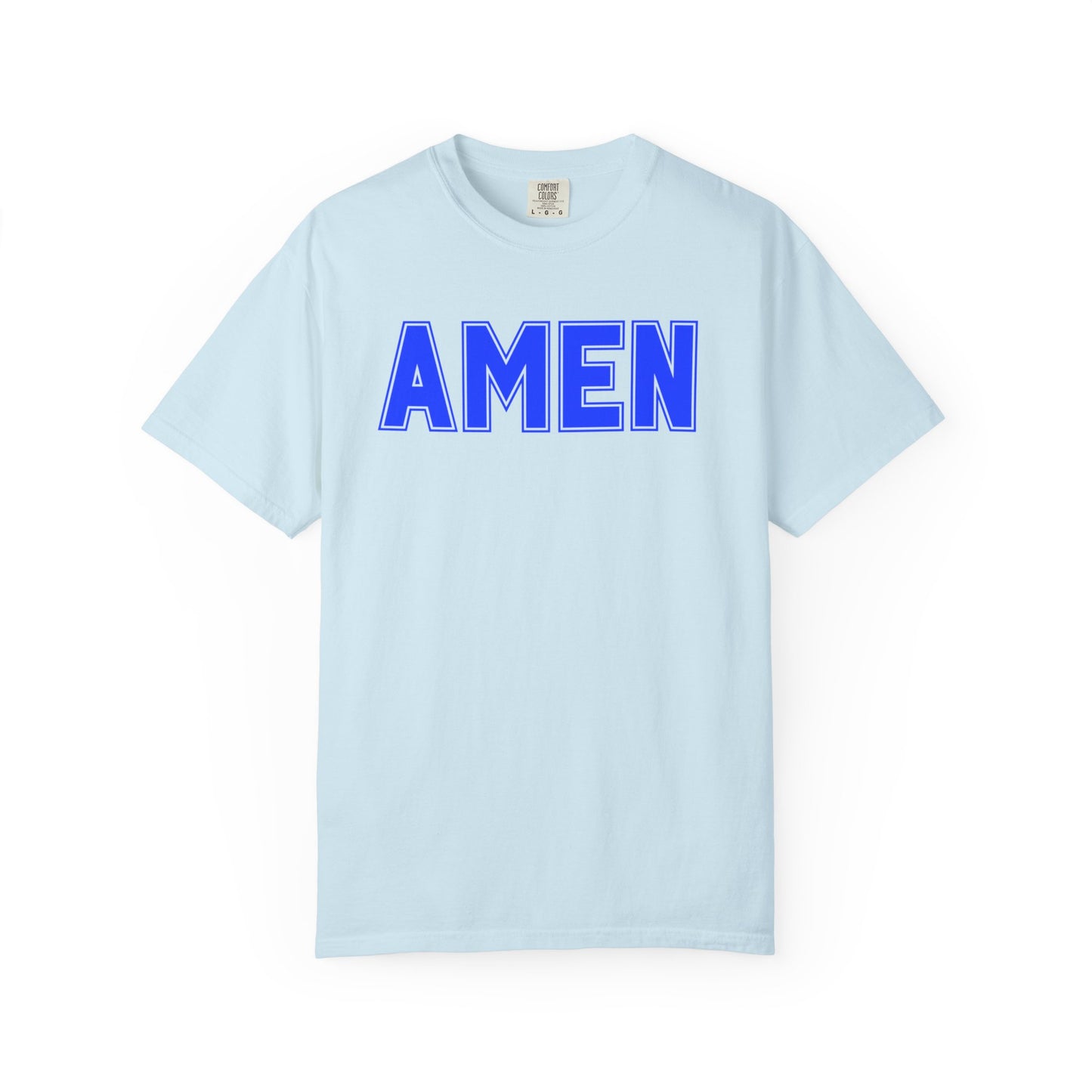 AMEN T-Shirt — Bold Blue Religious Graphic Tee