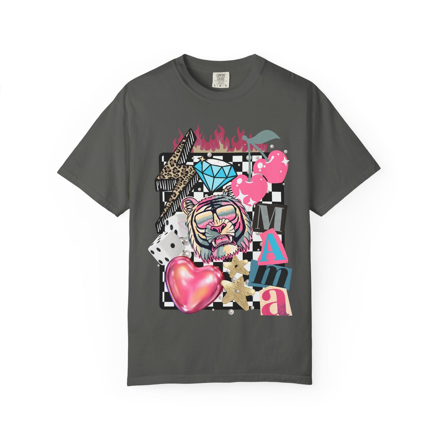Graphic T-Shirt — Retro Pop Heart & Diamond Collage Design