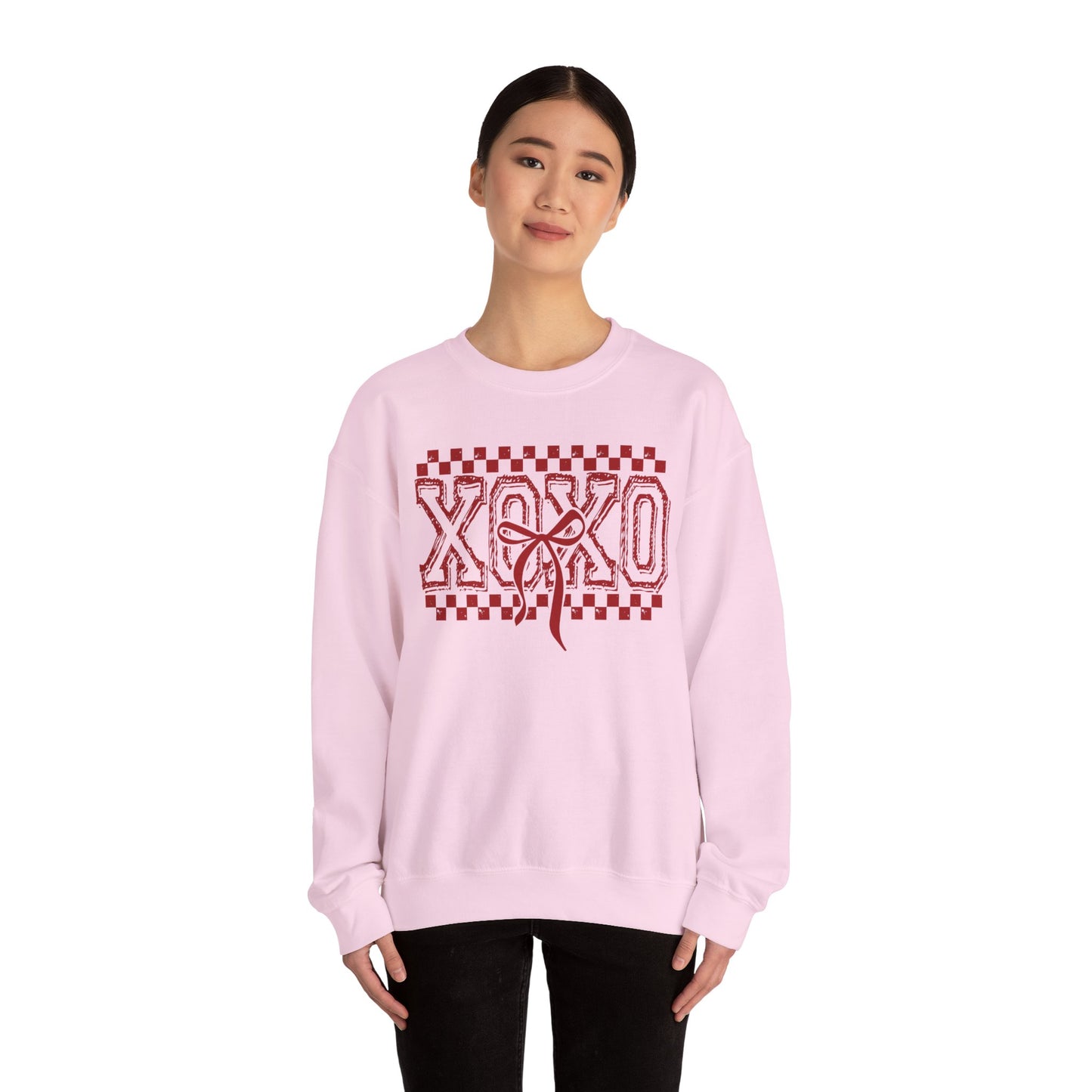 XOXO Check Crewneck Sweatshirt | Valentine Heart Checker Design