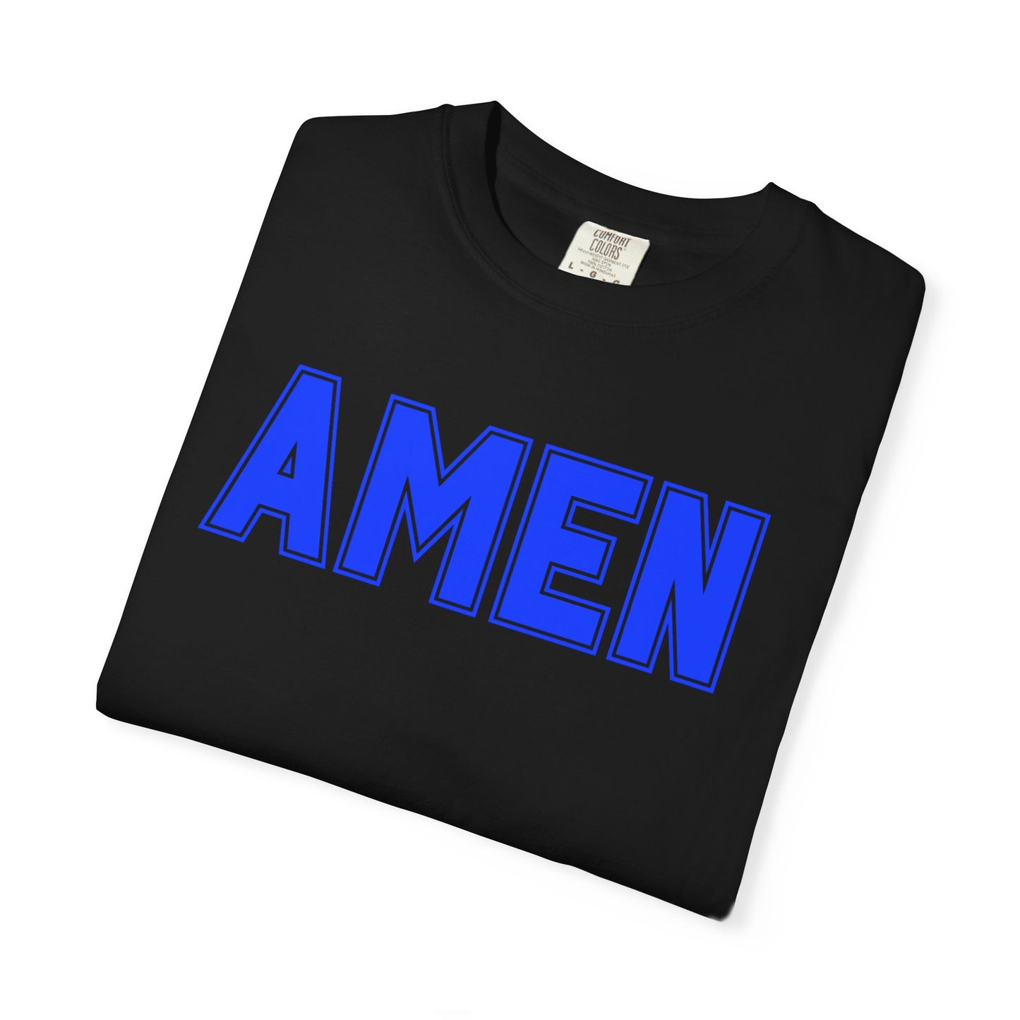 AMEN T-Shirt — Bold Blue Religious Graphic Tee