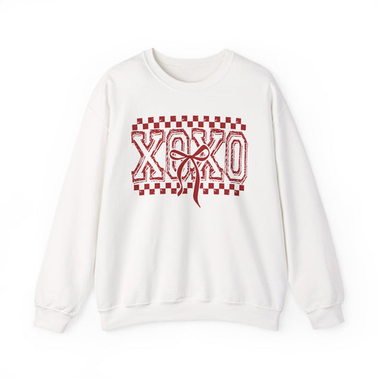 XOXO Check Crewneck Sweatshirt | Valentine Heart Checker Design