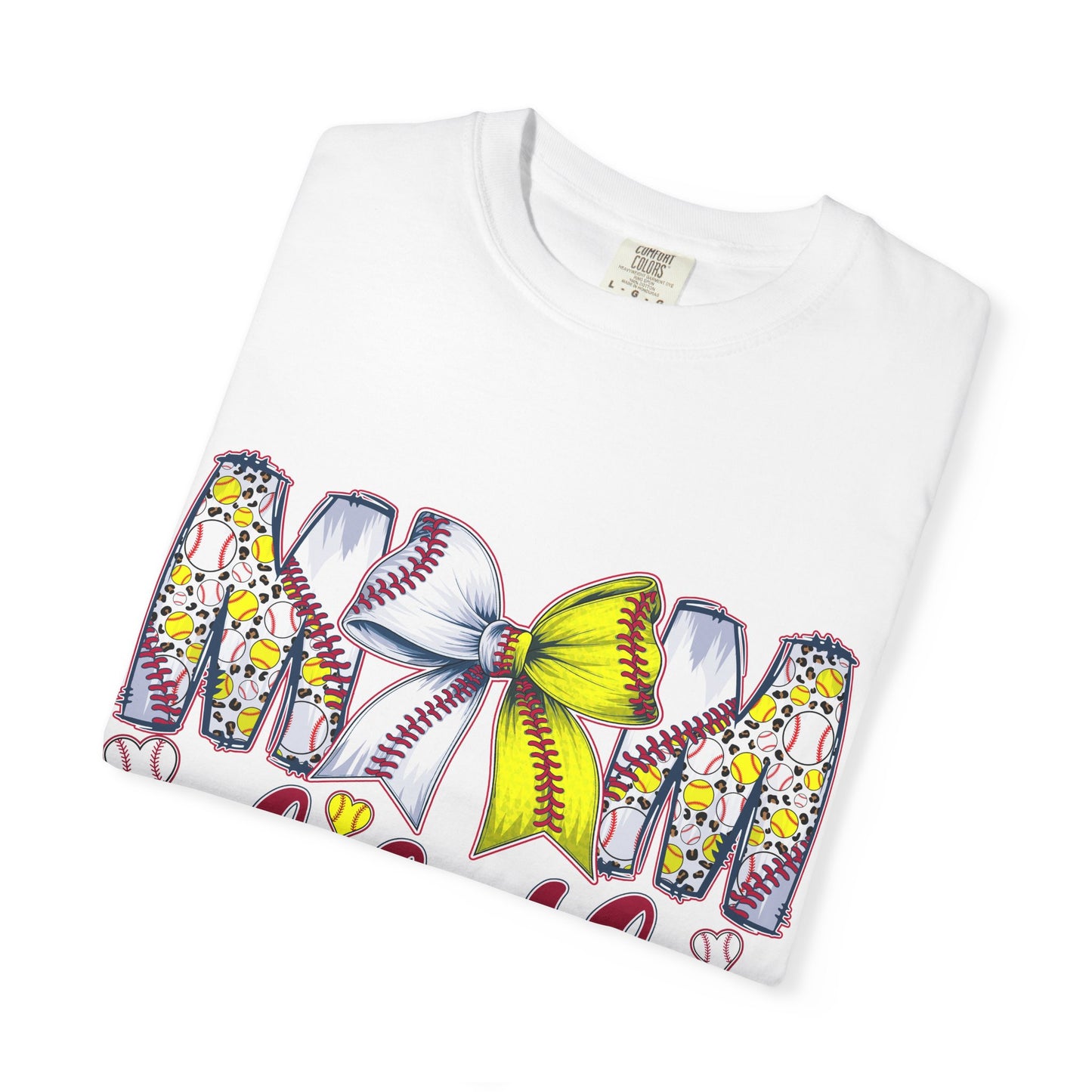 Mom of Both T-Shirt — Softball & Baseball Mom Tee with Floral Letters & Bow