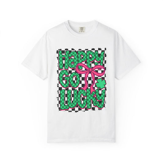 Happy Go Lucky T-Shirt – Retro Checkerboard St. Patrick’s Day Tee