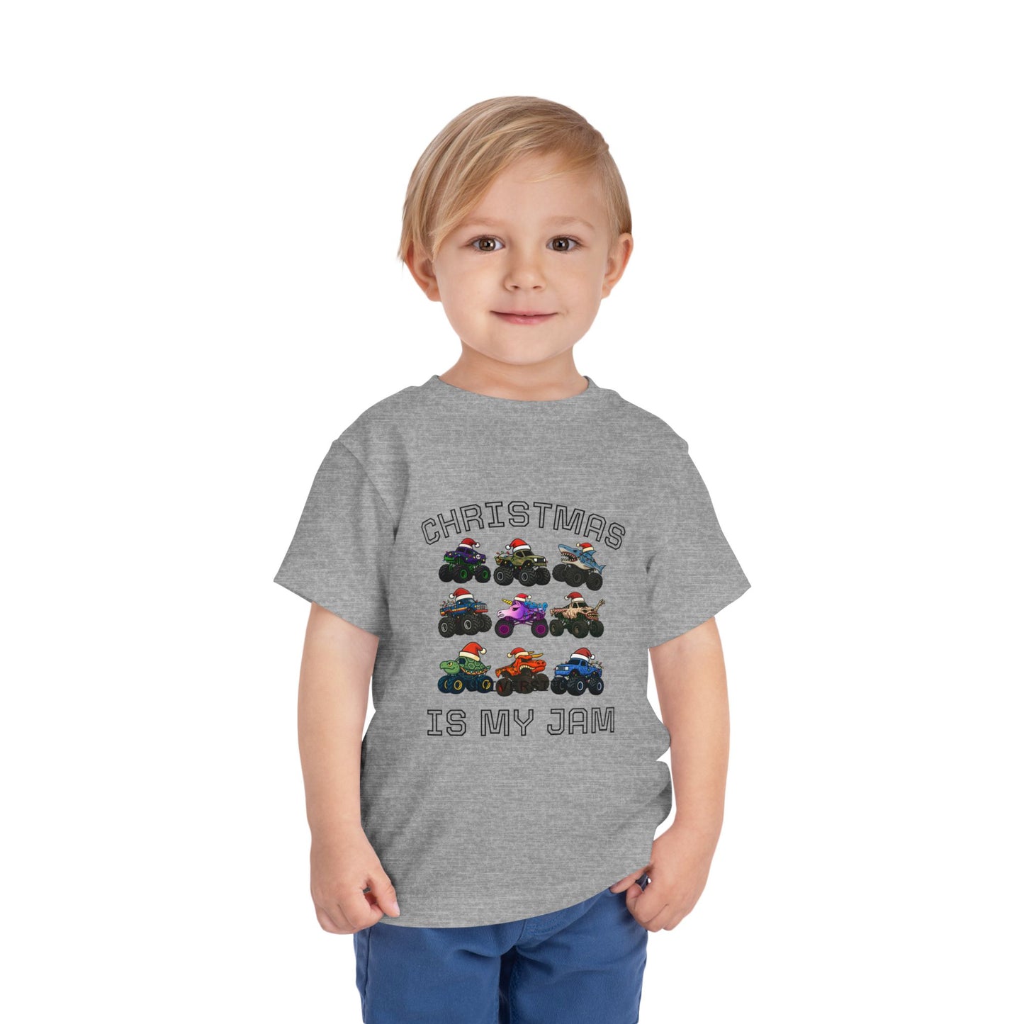 Toddler Tee - "Christmas Is My Jam" Monster Truck Holiday Shirt