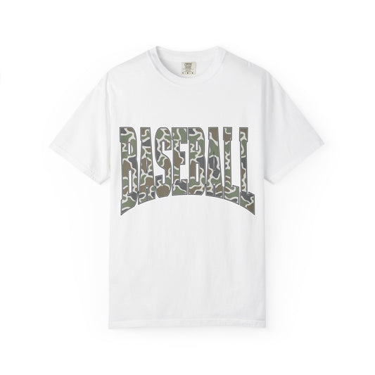 Baseball Camo Tee — Garment-Dyed Graphic T-Shirt