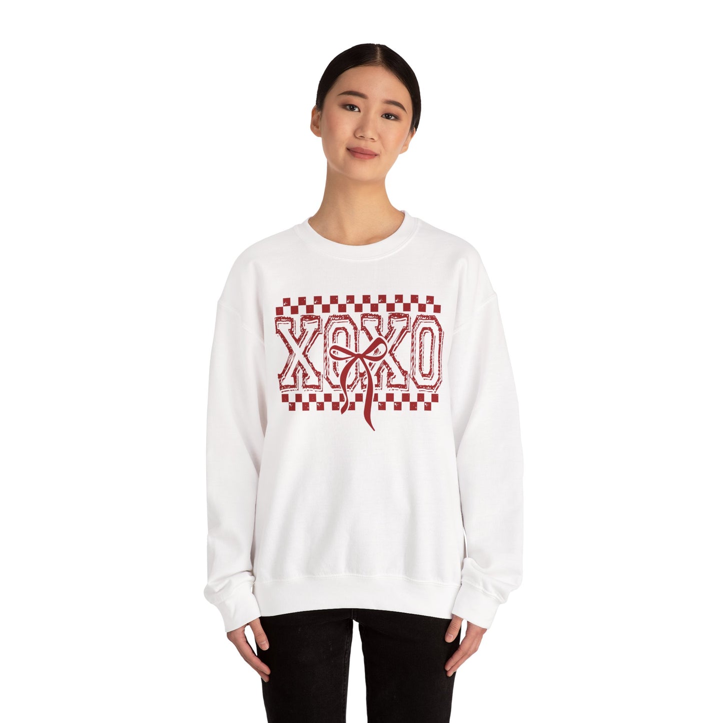 XOXO Check Crewneck Sweatshirt | Valentine Heart Checker Design