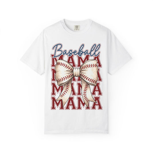 Baseball Mama T-Shirt — Bow Baseball Graphic Tee for Moms
