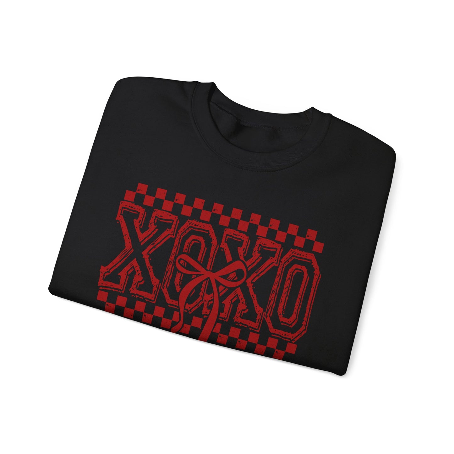 XOXO Check Crewneck Sweatshirt | Valentine Heart Checker Design