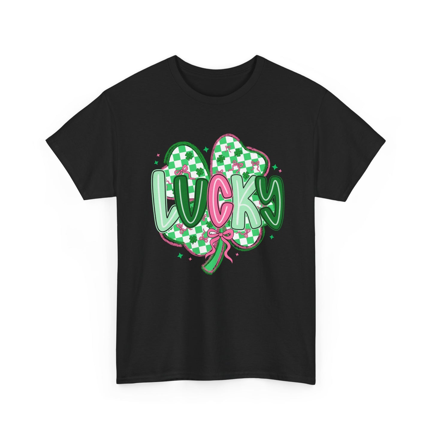 Lucky Clover Heart T-Shirt — Green Checkered St. Patrick’s Day Tee