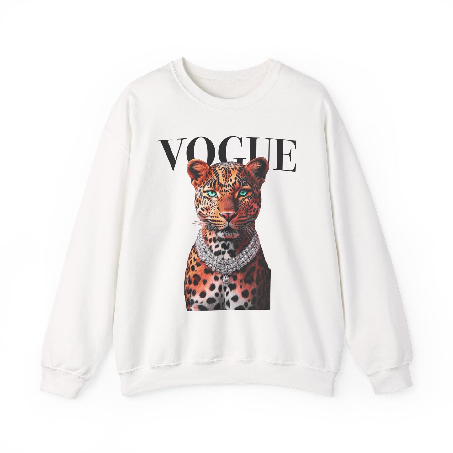 Crewneck Sweatshirt — 'VOGUE' Leopard Portrait Graphic
