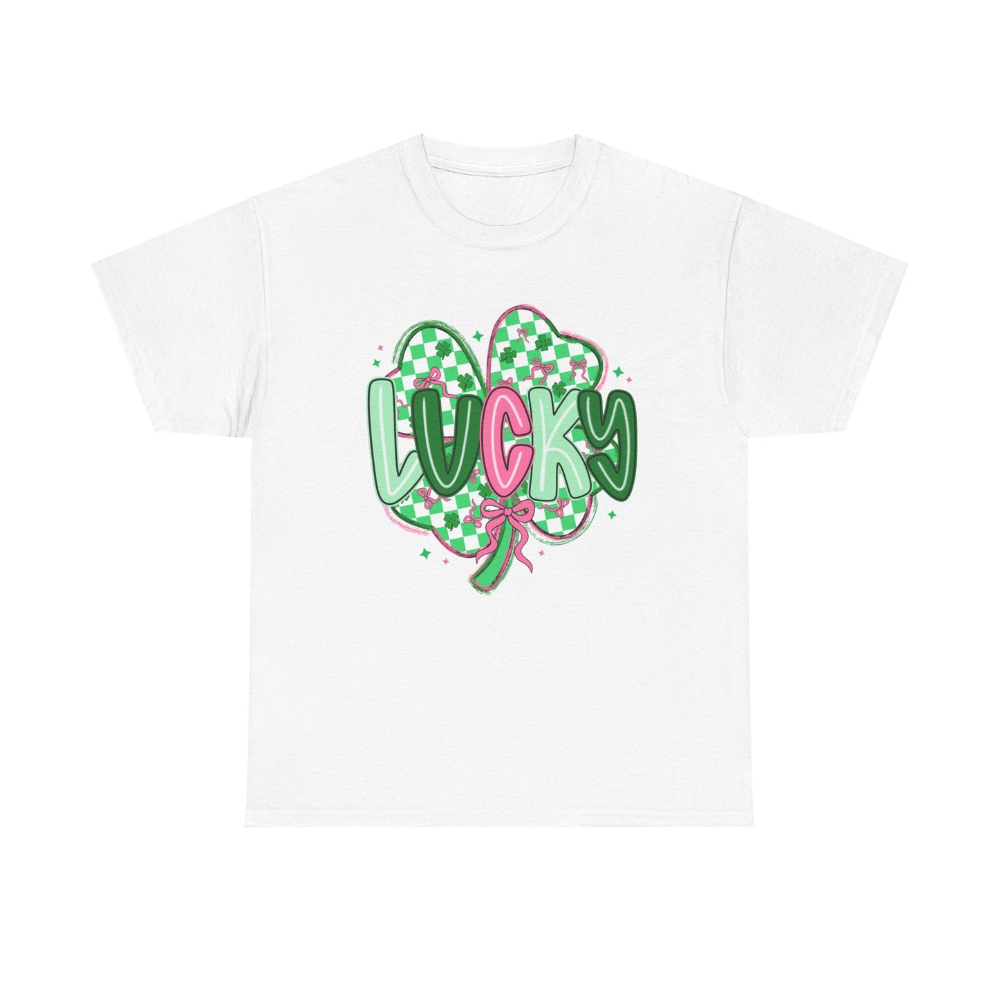 Lucky Clover Heart T-Shirt — Green Checkered St. Patrick’s Day Tee