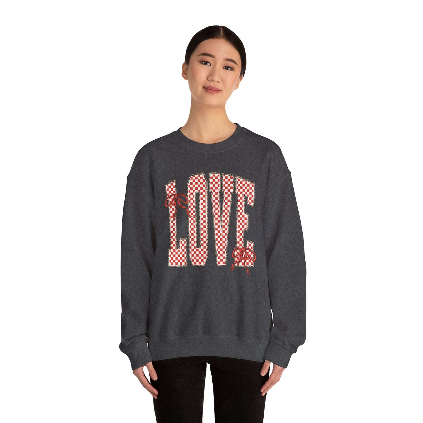 Love Leopard Check Valentines Sweatshirt