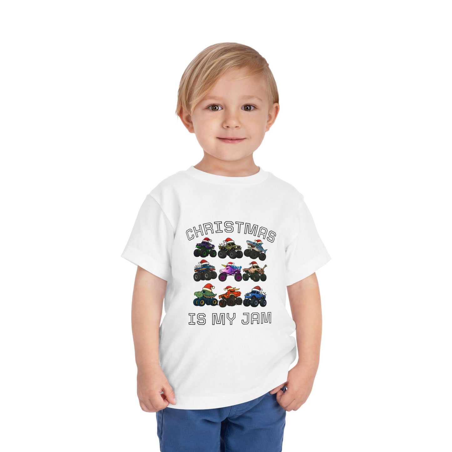 Toddler Tee - "Christmas Is My Jam" Monster Truck Holiday Shirt