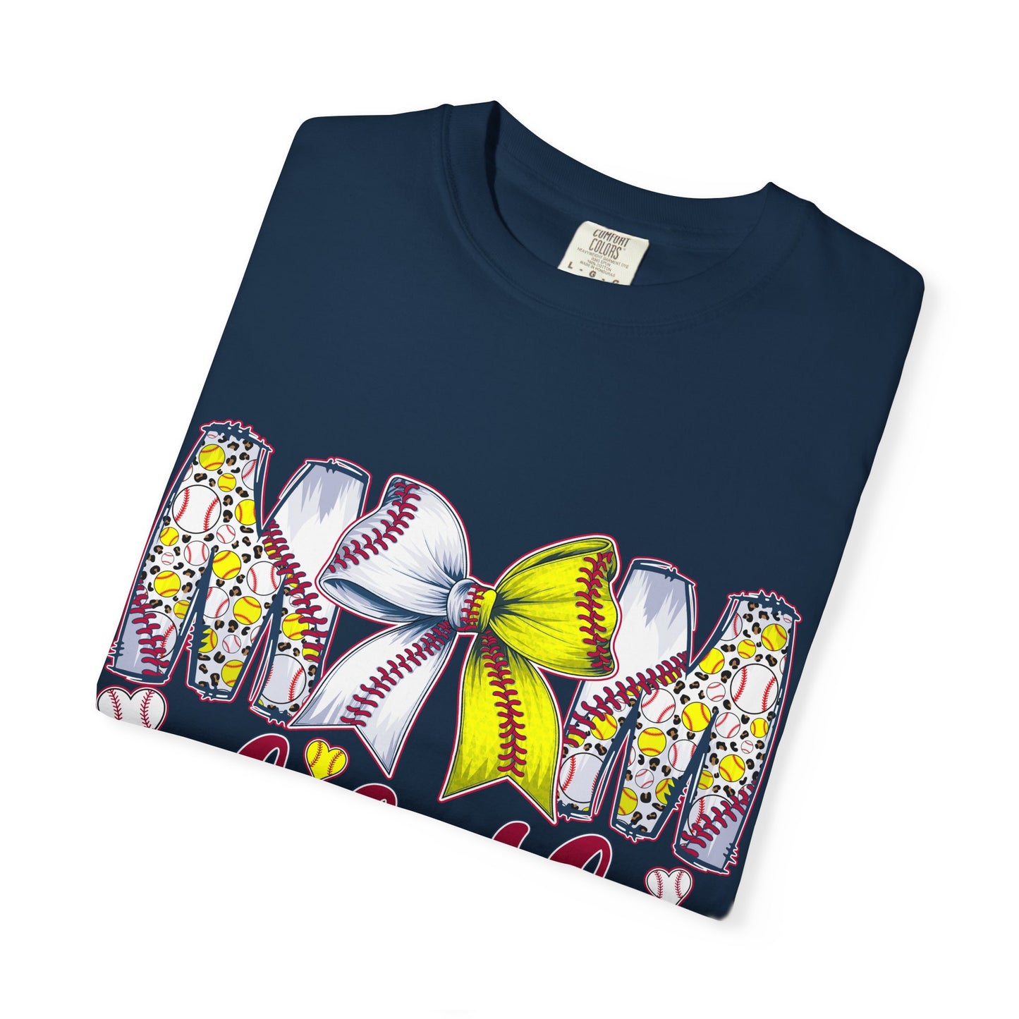 Mom of Both T-Shirt — Softball & Baseball Mom Tee with Floral Letters & Bow