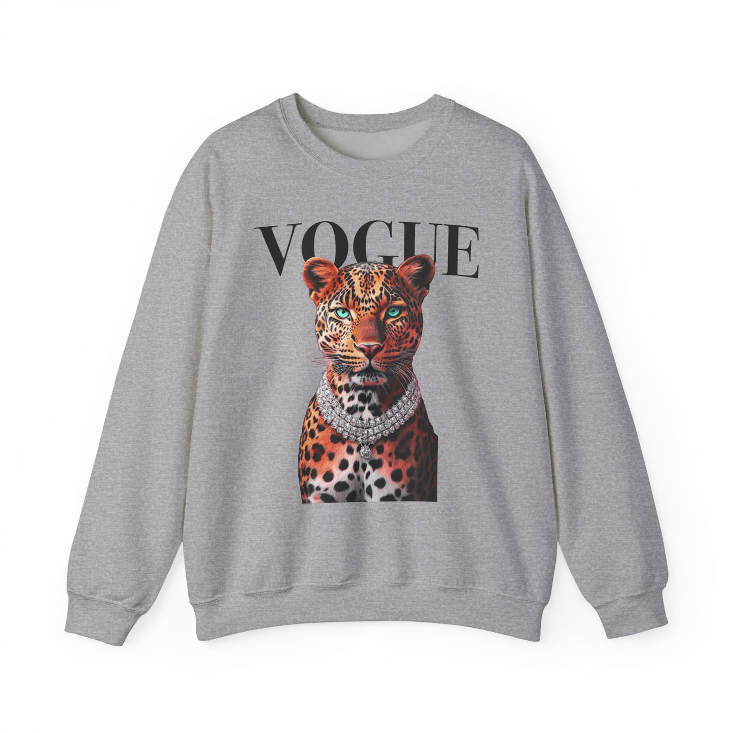 Crewneck Sweatshirt — 'VOGUE' Leopard Portrait Graphic
